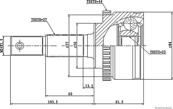 Herth+Buss Jakoparts J2831136 - Шарнирный комплект, ШРУС, приводной вал unicars.by