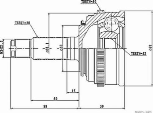 Herth+Buss Jakoparts J2824119 - Шарнирный комплект, ШРУС, приводной вал unicars.by