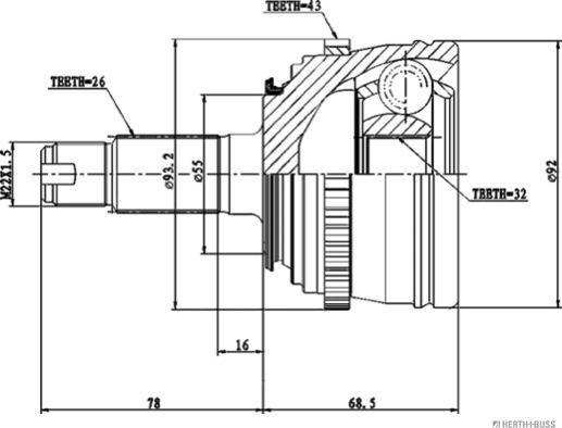 Herth+Buss Jakoparts J2824133 - Шарнирный комплект, ШРУС, приводной вал unicars.by