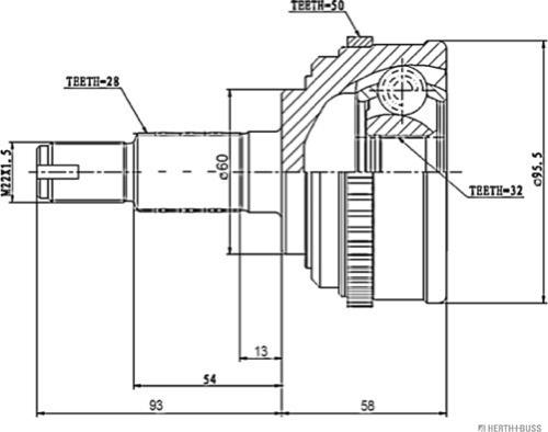 Herth+Buss Jakoparts J2824132 - Шарнирный комплект, ШРУС, приводной вал unicars.by