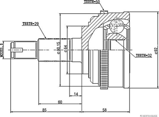 Herth+Buss Jakoparts J2824129 - Шарнирный комплект, ШРУС, приводной вал unicars.by