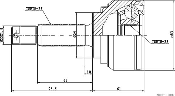 Herth+Buss Jakoparts J2825004 - Шарнирный комплект, ШРУС, приводной вал unicars.by