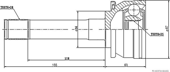 Herth+Buss Jakoparts J2825018 - Шарнирный комплект, ШРУС, приводной вал unicars.by