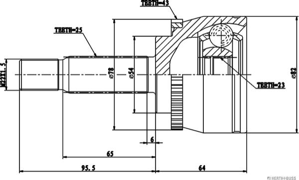 Herth+Buss Jakoparts J2825135 - Шарнирный комплект, ШРУС, приводной вал unicars.by