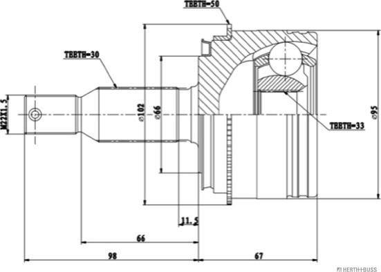 Herth+Buss Jakoparts J2825136 - Шарнирный комплект, ШРУС, приводной вал unicars.by