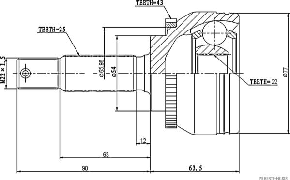 Herth+Buss Jakoparts J2825120 - Шарнирный комплект, ШРУС, приводной вал unicars.by