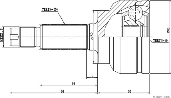 Herth+Buss Jakoparts J2820300 - Шарнирный комплект, ШРУС, приводной вал unicars.by