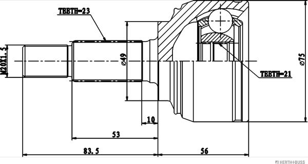 Herth+Buss Jakoparts J2821050 - Шарнирный комплект, ШРУС, приводной вал unicars.by