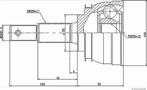 Herth+Buss Jakoparts J2821006 - Шарнирный комплект, ШРУС, приводной вал unicars.by