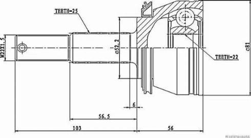 Herth+Buss Jakoparts J2821003 - Шарнирный комплект, ШРУС, приводной вал unicars.by