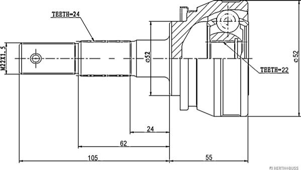 Herth+Buss Jakoparts J2821002 - Шарнирный комплект, ШРУС, приводной вал unicars.by