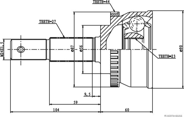 Herth+Buss Jakoparts J2821144 - Шарнирный комплект, ШРУС, приводной вал unicars.by