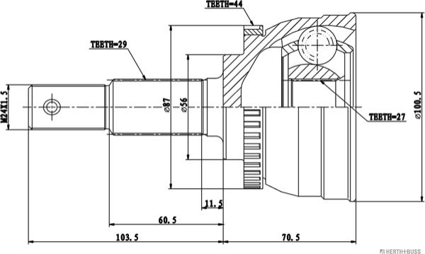 Herth+Buss Jakoparts J2821146 - Шарнирный комплект, ШРУС, приводной вал unicars.by