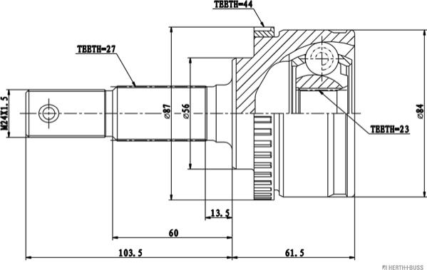 Herth+Buss Jakoparts J2821154 - Шарнирный комплект, ШРУС, приводной вал unicars.by