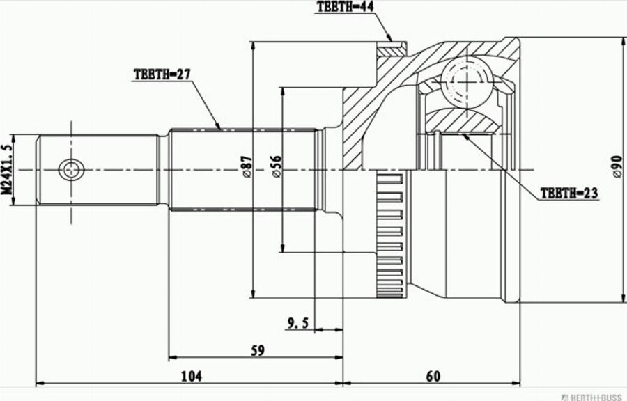 Herth+Buss Jakoparts J2821155 - Шарнирный комплект, ШРУС, приводной вал unicars.by