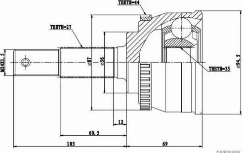 Herth+Buss Jakoparts J2821156 - Шарнирный комплект, ШРУС, приводной вал unicars.by