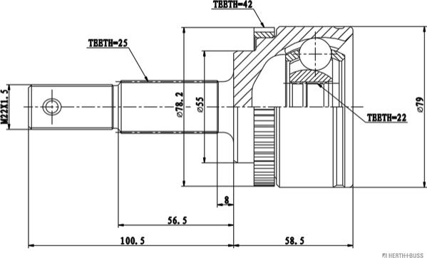 Herth+Buss Jakoparts J2821153 - Шарнирный комплект, ШРУС, приводной вал unicars.by