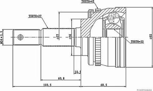 Herth+Buss Jakoparts J2821126 - Шарнирный комплект, ШРУС, приводной вал unicars.by