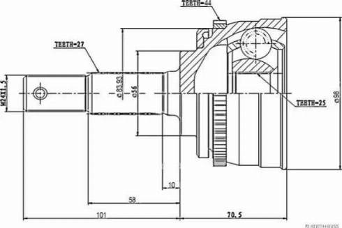 Herth+Buss Jakoparts J2821122 - Шарнирный комплект, ШРУС, приводной вал unicars.by