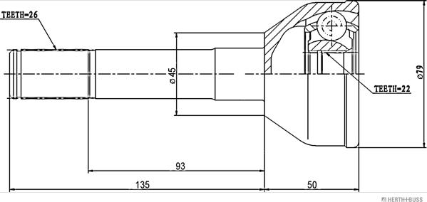 Herth+Buss Jakoparts J2828004 - Шарнирный комплект, ШРУС, приводной вал unicars.by