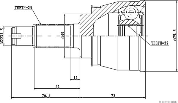 Herth+Buss Jakoparts J2828007 - Шарнирный комплект, ШРУС, приводной вал unicars.by