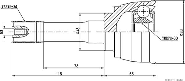 Herth+Buss Jakoparts J2828015 - Шарнирный комплект, ШРУС, приводной вал unicars.by