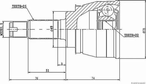 Herth+Buss Jakoparts J2828013 - Шарнирный комплект, ШРУС, приводной вал unicars.by