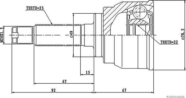 Herth+Buss Jakoparts J2828023 - Шарнирный комплект, ШРУС, приводной вал unicars.by