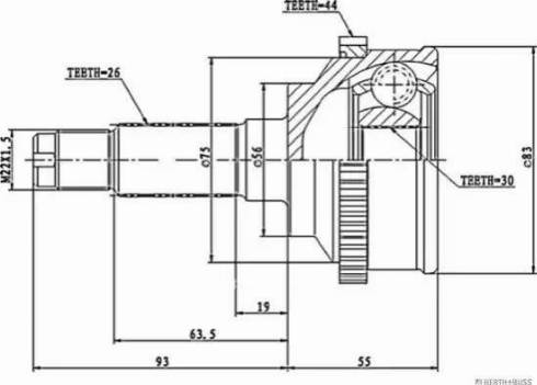 Herth+Buss Jakoparts J2823116 - Шарнирный комплект, ШРУС, приводной вал unicars.by