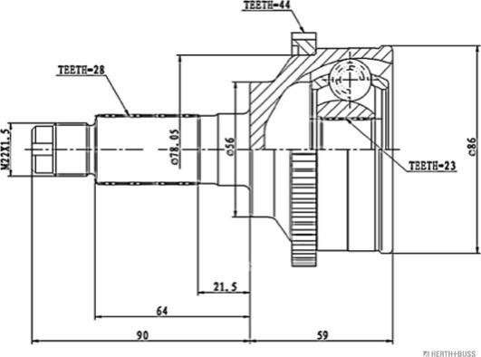 Herth+Buss Jakoparts J2823110 - Шарнирный комплект, ШРУС, приводной вал unicars.by