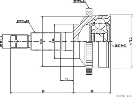 Herth+Buss Jakoparts J2823129 - Шарнирный комплект, ШРУС, приводной вал unicars.by