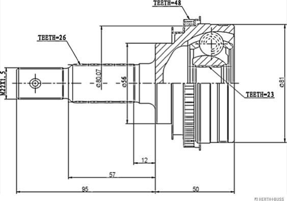 Herth+Buss Jakoparts J2822105 - Шарнирный комплект, ШРУС, приводной вал unicars.by