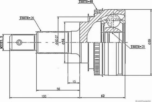 Herth+Buss Jakoparts J2822119 - Шарнирный комплект, ШРУС, приводной вал unicars.by