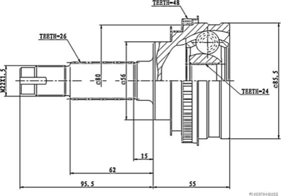 Herth+Buss Jakoparts J2822110 - Шарнирный комплект, ШРУС, приводной вал unicars.by