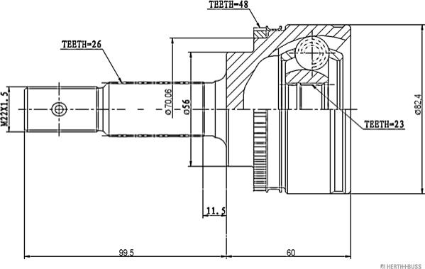 Herth+Buss Jakoparts J2822131 - Шарнирный комплект, ШРУС, приводной вал unicars.by