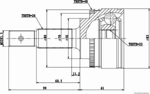 Herth+Buss Jakoparts J2822138 - Шарнирный комплект, ШРУС, приводной вал unicars.by