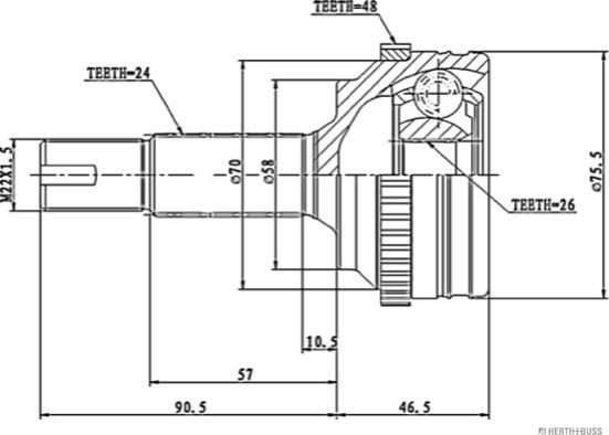 Herth+Buss Jakoparts J2822122 - Шарнирный комплект, ШРУС, приводной вал unicars.by