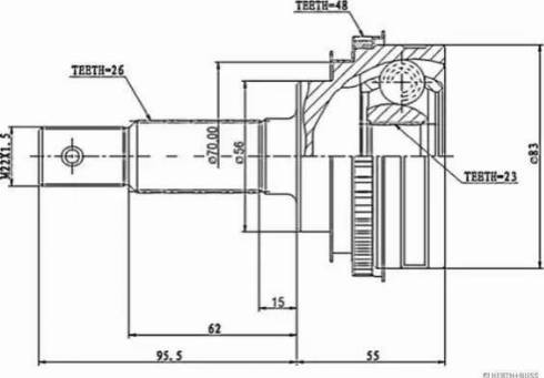 Herth+Buss Jakoparts J2822127 - Шарнирный комплект, ШРУС, приводной вал unicars.by