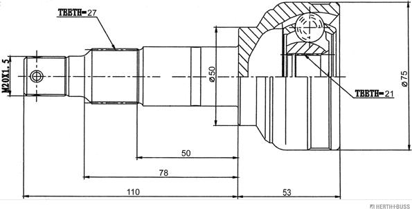 Herth+Buss Jakoparts J2827008 - Шарнирный комплект, ШРУС, приводной вал unicars.by