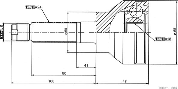 Herth+Buss Jakoparts J2827021 - Шарнирный комплект, ШРУС, приводной вал unicars.by