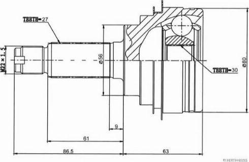 Herth+Buss Jakoparts J2827023 - Шарнирный комплект, ШРУС, приводной вал unicars.by