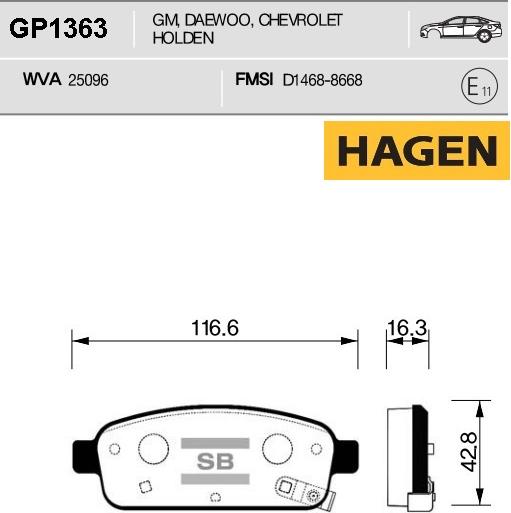 Hi-Q GP1363 - Тормозные колодки, дисковые, комплект unicars.by