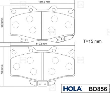 Hola BD856 - Тормозные колодки, дисковые, комплект unicars.by