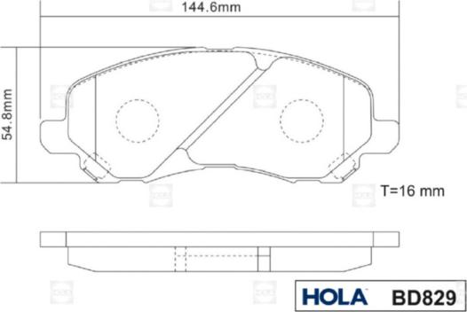 Hola BD829 - Тормозные колодки, дисковые, комплект unicars.by