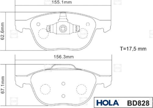 Hola BD828 - Тормозные колодки, дисковые, комплект unicars.by