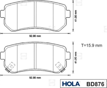 Hola BD876 - Тормозные колодки, дисковые, комплект unicars.by