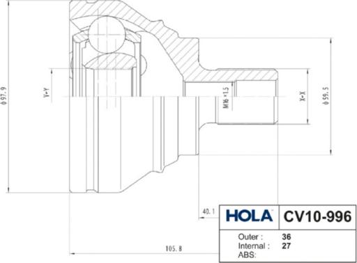 Hola CV10-996 - Шарнирный комплект, ШРУС, приводной вал unicars.by