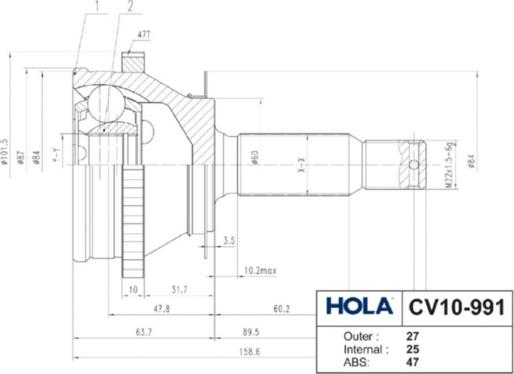 Hola CV10-991 - Шарнирный комплект, ШРУС, приводной вал unicars.by