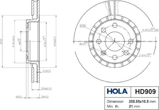 Hola HD909 - Тормозной диск unicars.by