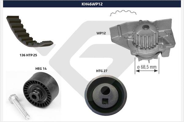 Hutchinson KH 46WP12 - Водяной насос + комплект зубчатого ремня ГРМ unicars.by